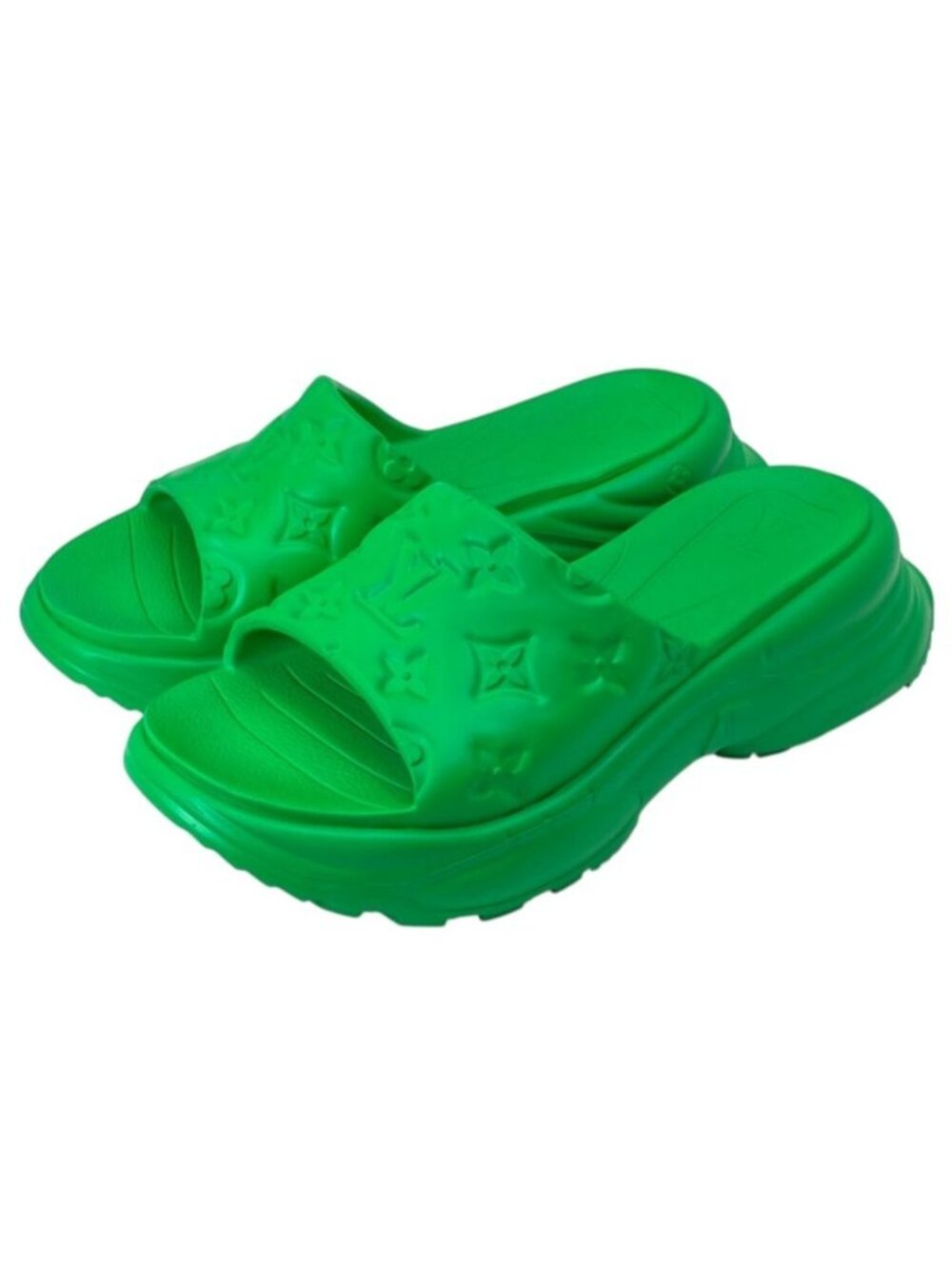 Louis Vuitton Pool 55 Line Sandals Monogram Embossed Rubber Green